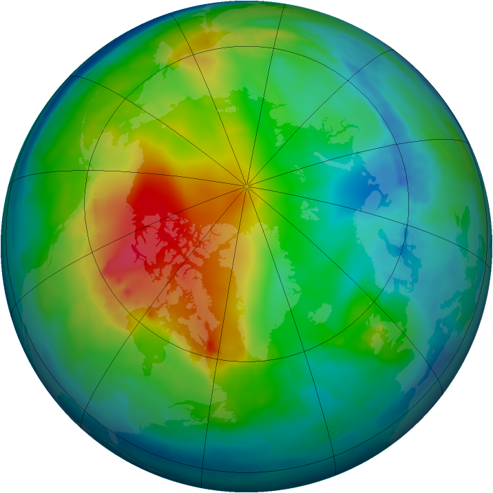 Arctic ozone map for 22 November 2009